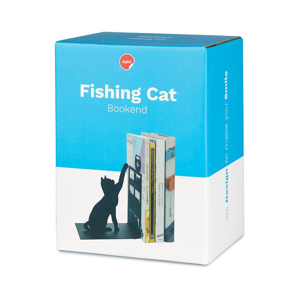 Sujetalibros Fishing Cat negro metal