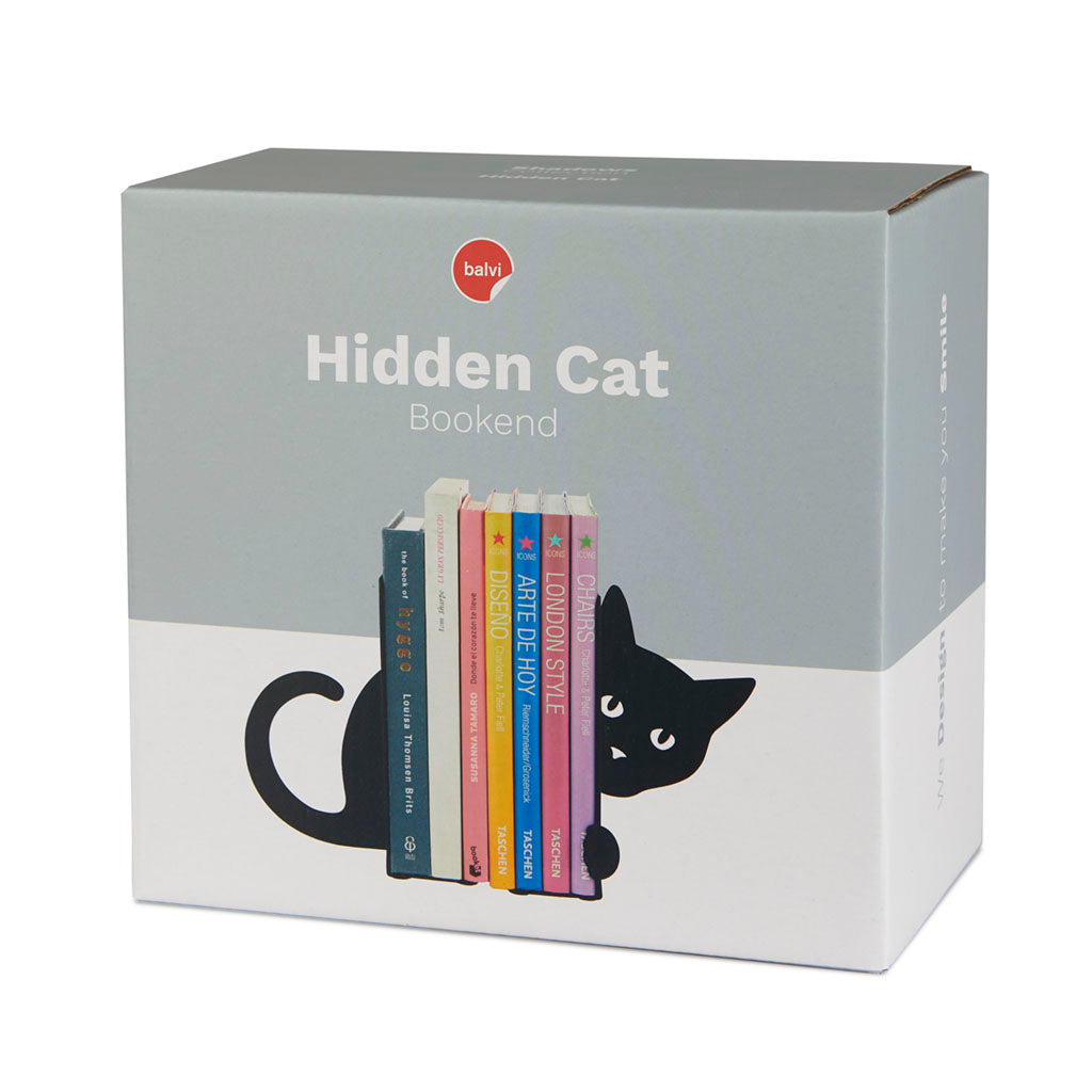 Sujetalibros Hidden Cat negro metal