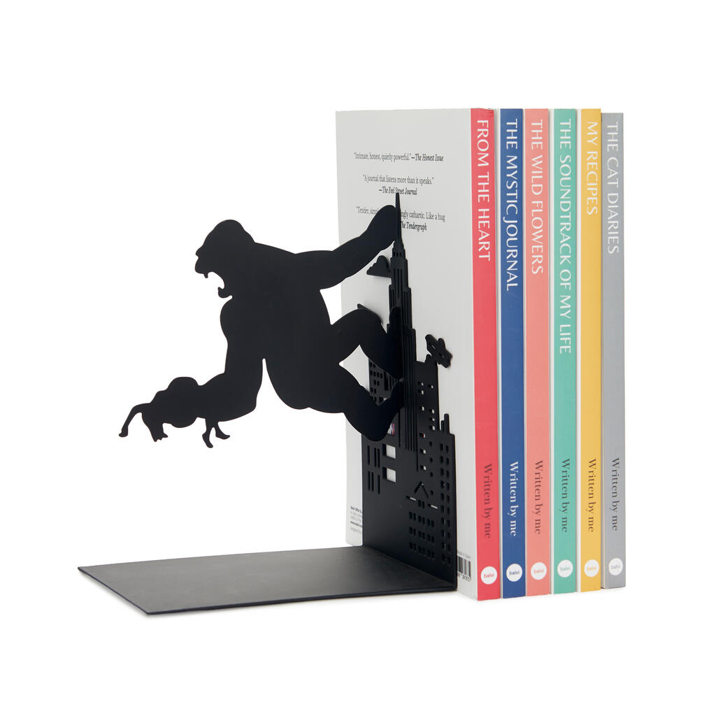 Sujetalibros Kong negro metal