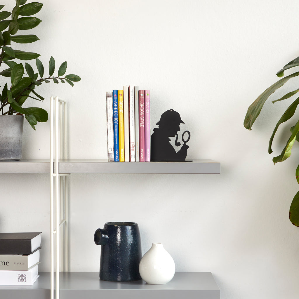 Sujetalibros Sherlock negro metal