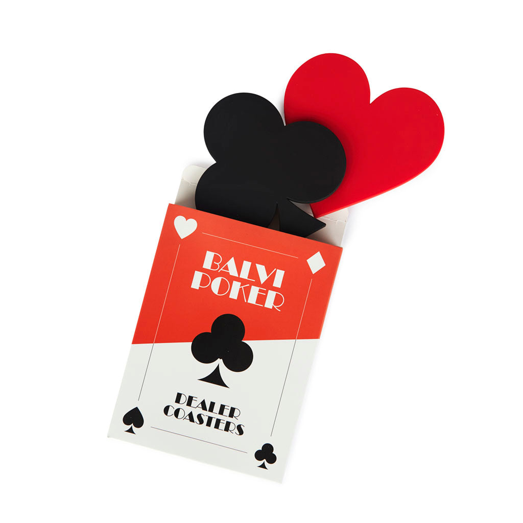 Posavasos Póker x 4 rojo/negro plástico