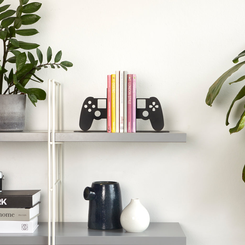Soporte videojuegos Joypad negro metal